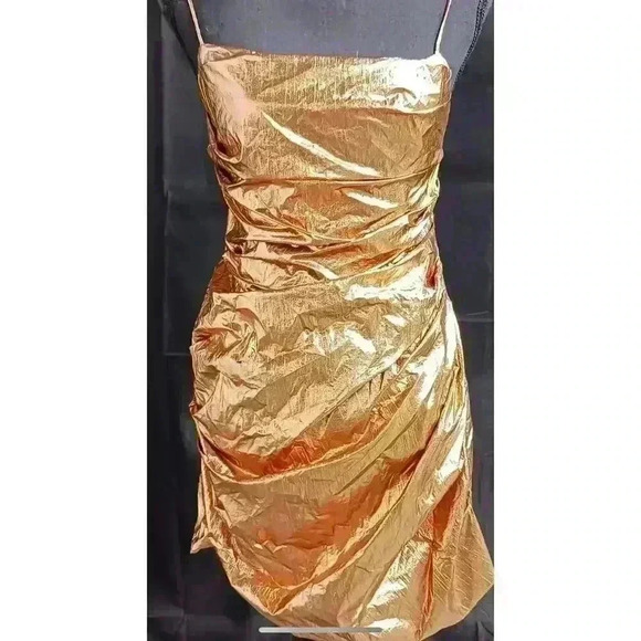 Amanda Uprichard Women's Metallic Copper Sleeveless Party Dress M Fairy - Picture 2 of 8